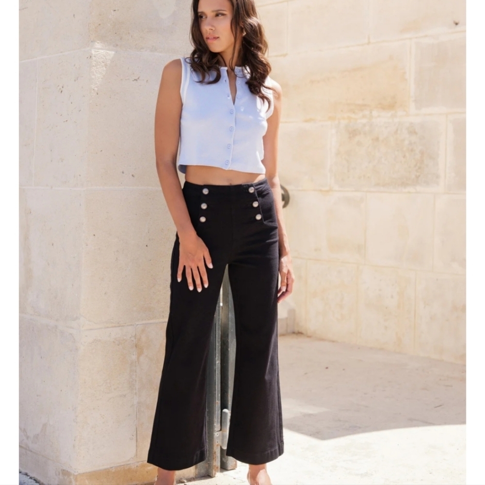 Oraije Paris Victorine Black Wide Leg Jeans Old Money Contemporary Minimalist 29